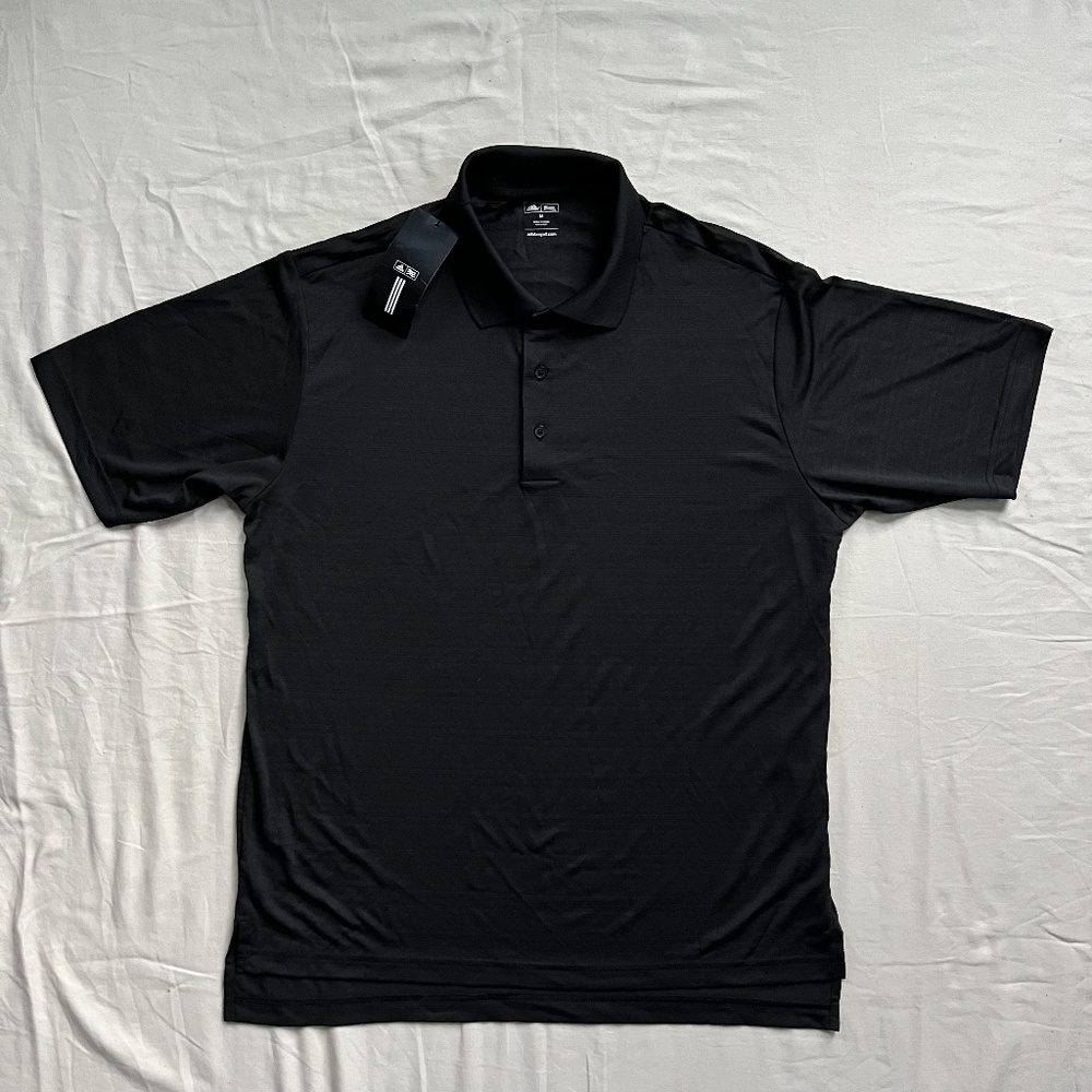Adidas Black Striped Short Sleeve Golf Polo Shirt | Men's Medium NWT
